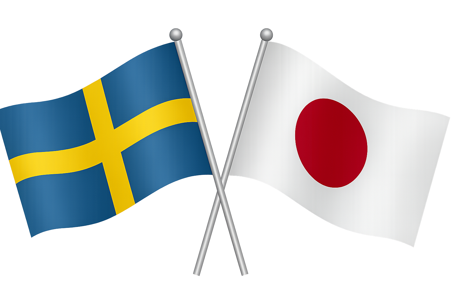 Sweden and Japan flags