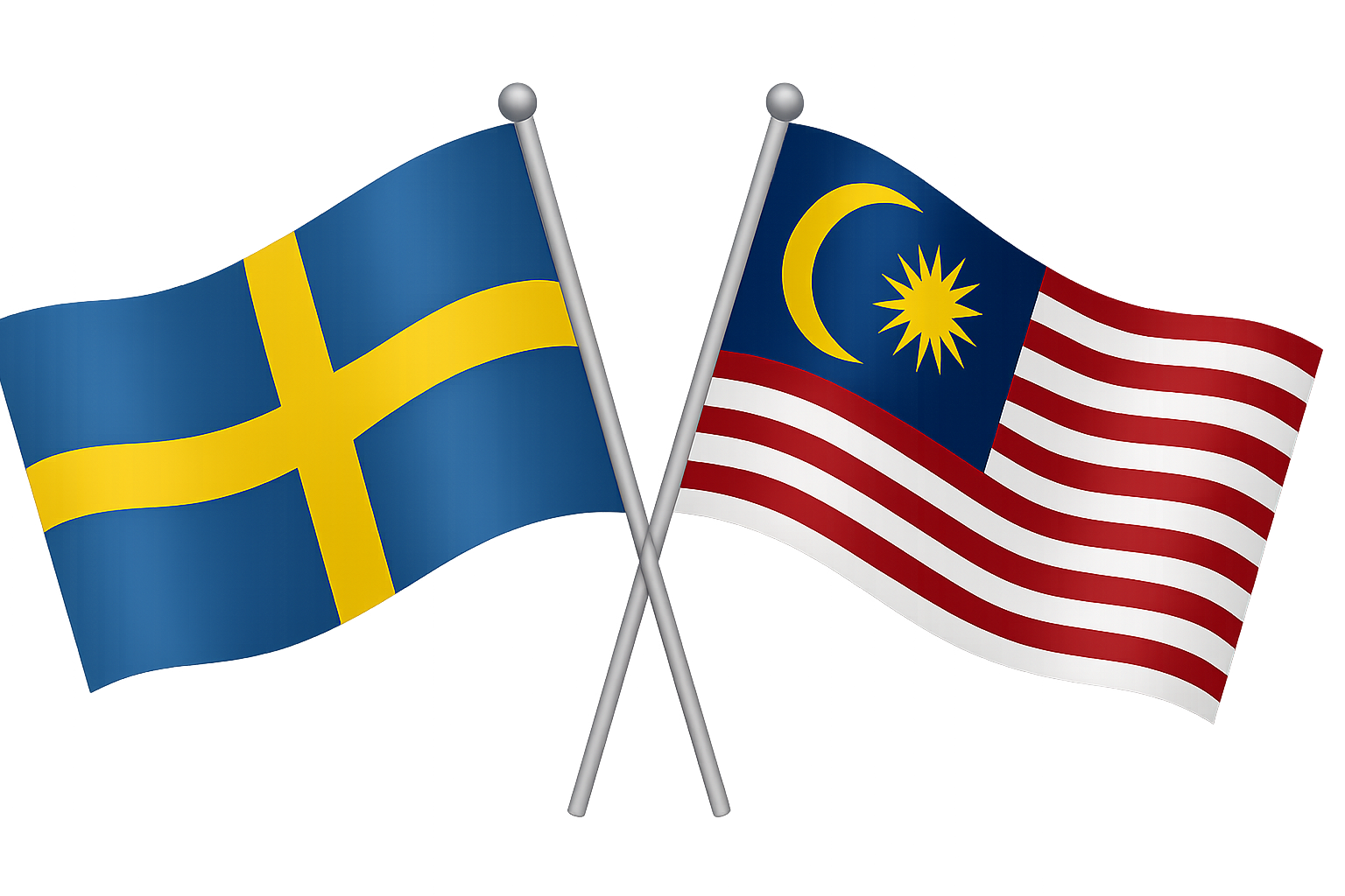Sweden and Malaysia flags